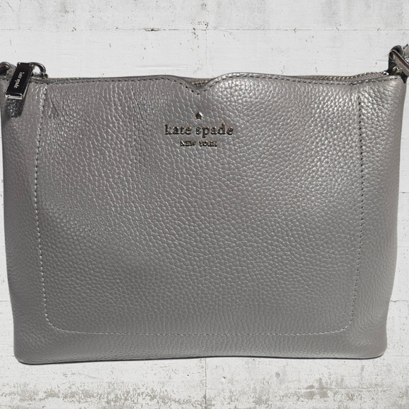 Kate Spade Medium Grey Pebbled Leather Harlow Medium Crossbody Purse WKR00058 - Picture 1 of 11